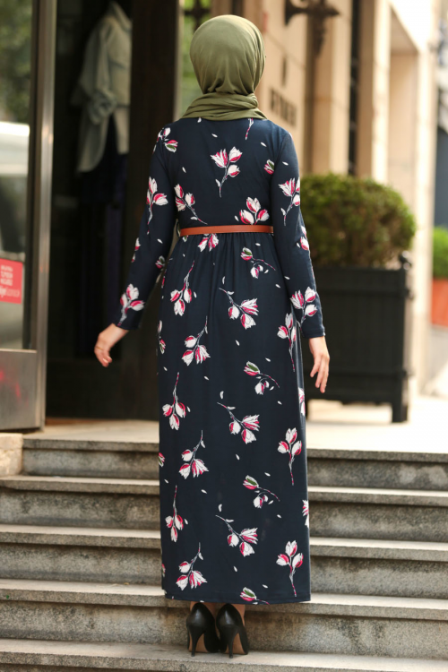 Nayla Collection - Püskül Detaylı Desenli Tesettür Elbise 3195DSN Nayla Collection - Püskül Detaylı Desenli Tesettür Elbise 3195DSN